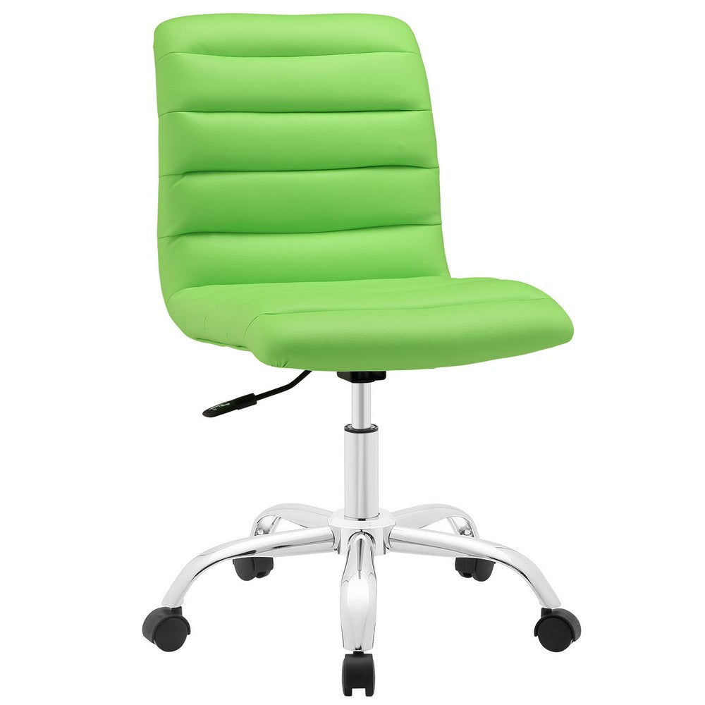 Modway Ripple Ribbed Armless Mid Back Swivel Computer Desk Office Chair In Bright Green