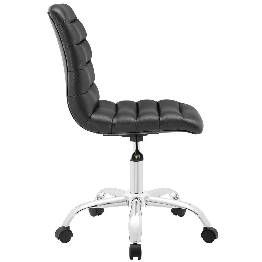 Black Ripple Armless Mid Back Office Chair - No Shipping Charges MDY-EEI-1532-BLK