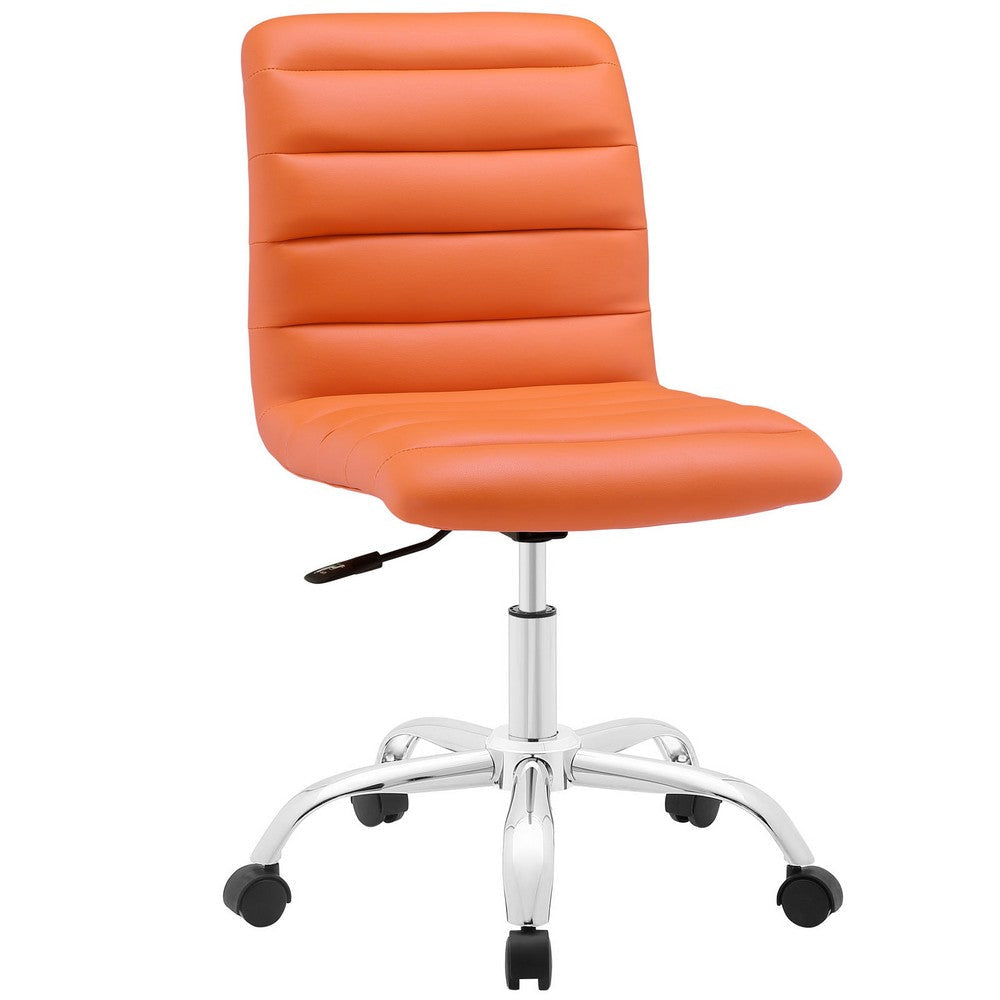 Modway Ripple Ribbed Armless Mid Back Swivel Computer Desk Office Chair In Orange