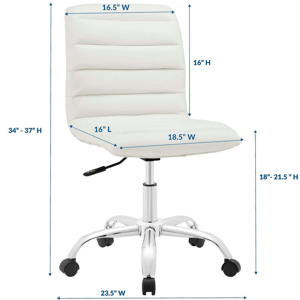 34 Inch Modern Office Chair Chrome Star Base Channel Tufting White - No Shipping Charges MDY-EEI-1532-WHI