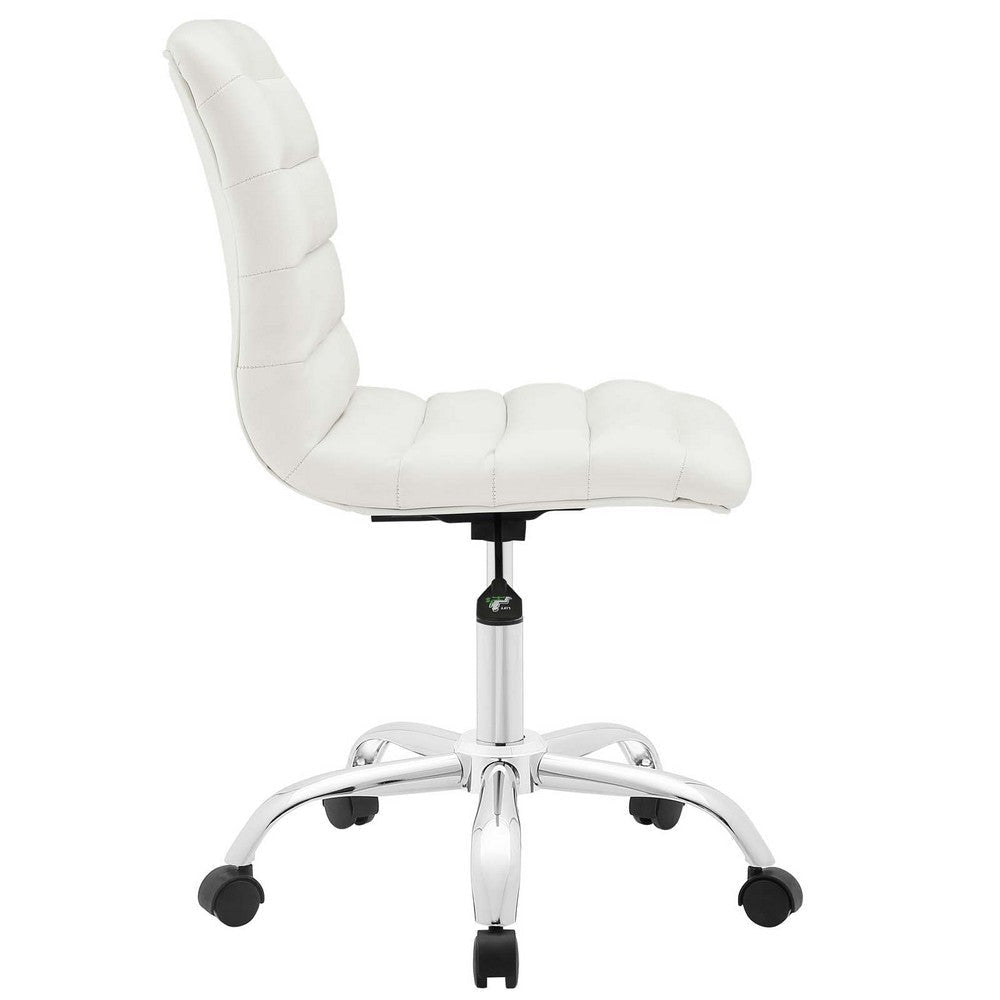 34 Inch Modern Office Chair Chrome Star Base Channel Tufting White - No Shipping Charges MDY-EEI-1532-WHI