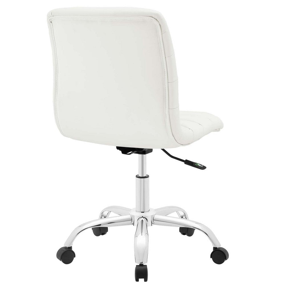 34 Inch Modern Office Chair Chrome Star Base Channel Tufting White - No Shipping Charges MDY-EEI-1532-WHI