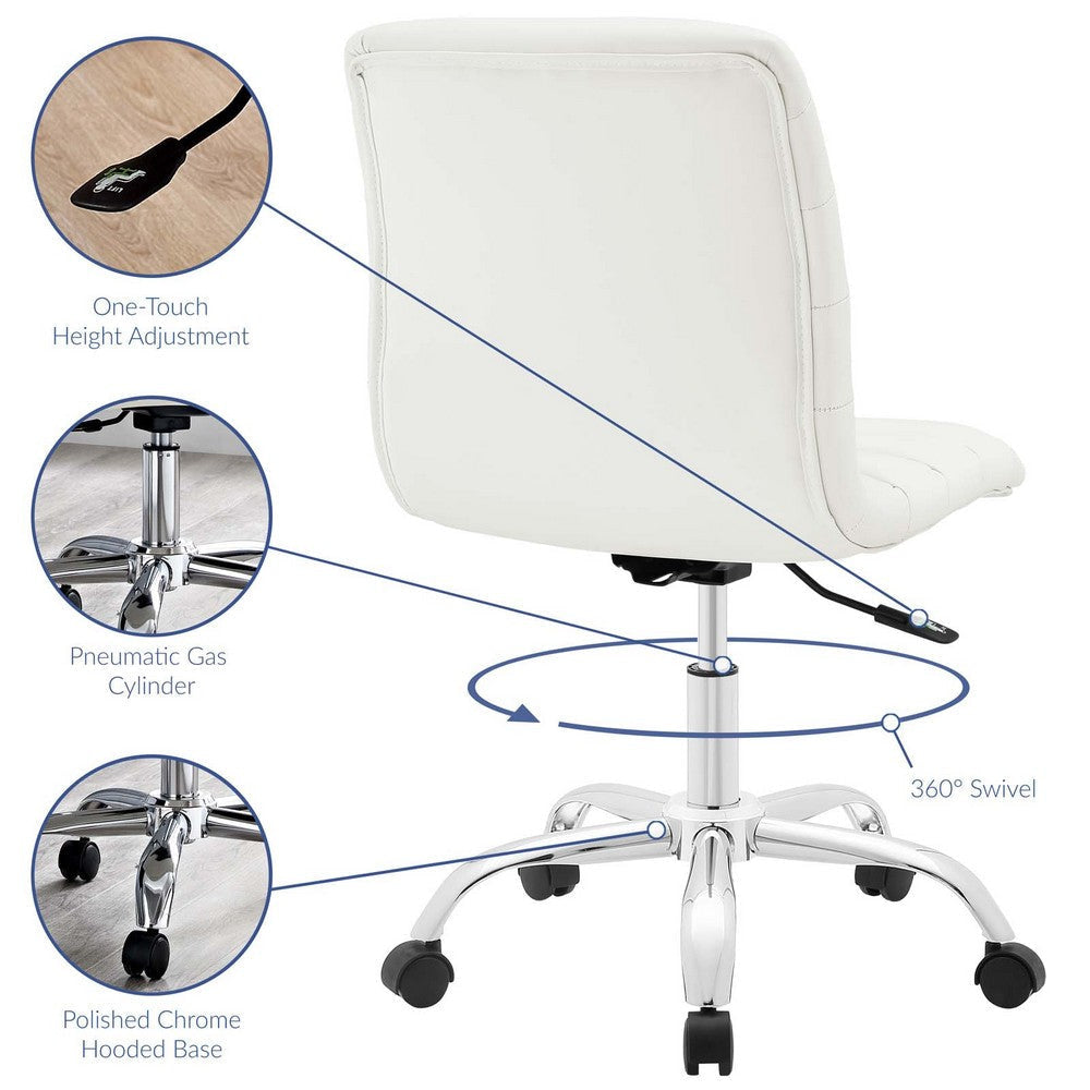 34 Inch Modern Office Chair Chrome Star Base Channel Tufting White - No Shipping Charges MDY-EEI-1532-WHI