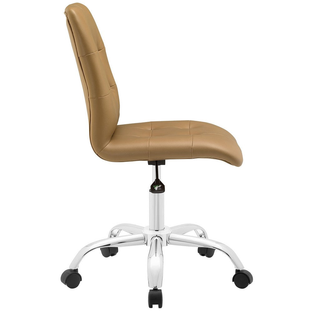 Tan Prim Armless Mid Back Office Chair - No Shipping Charges MDY-EEI-1533-TAN