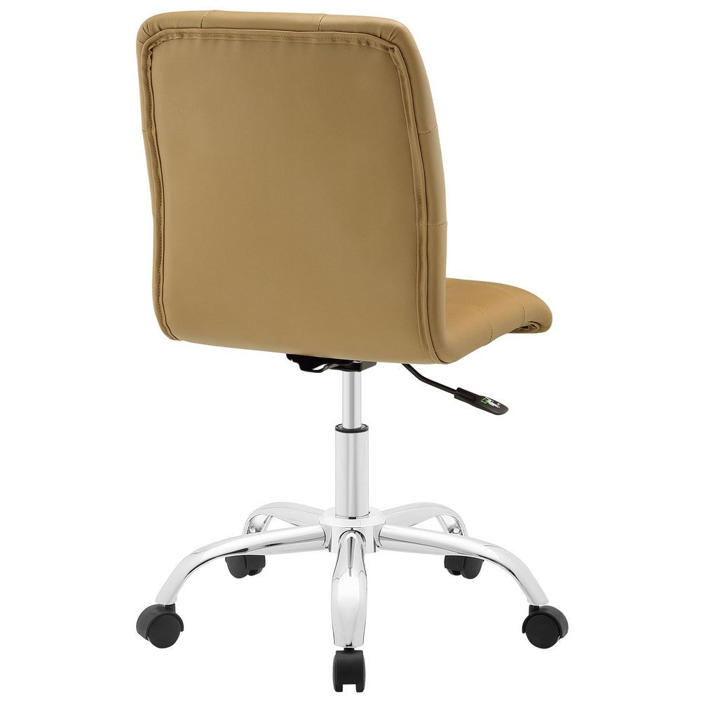 Tan Prim Armless Mid Back Office Chair - No Shipping Charges MDY-EEI-1533-TAN