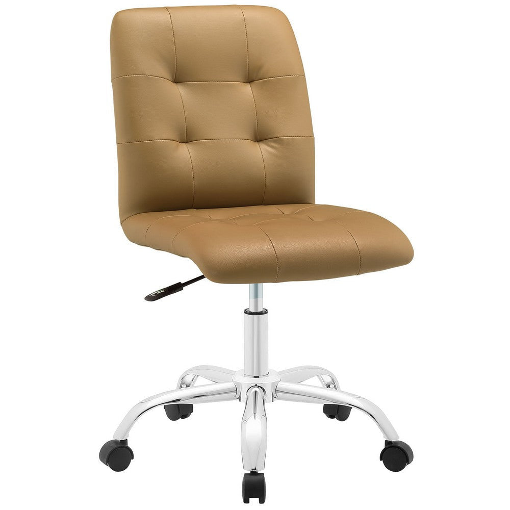 Tan Prim Armless Mid Back Office Chair - No Shipping Charges MDY-EEI-1533-TAN