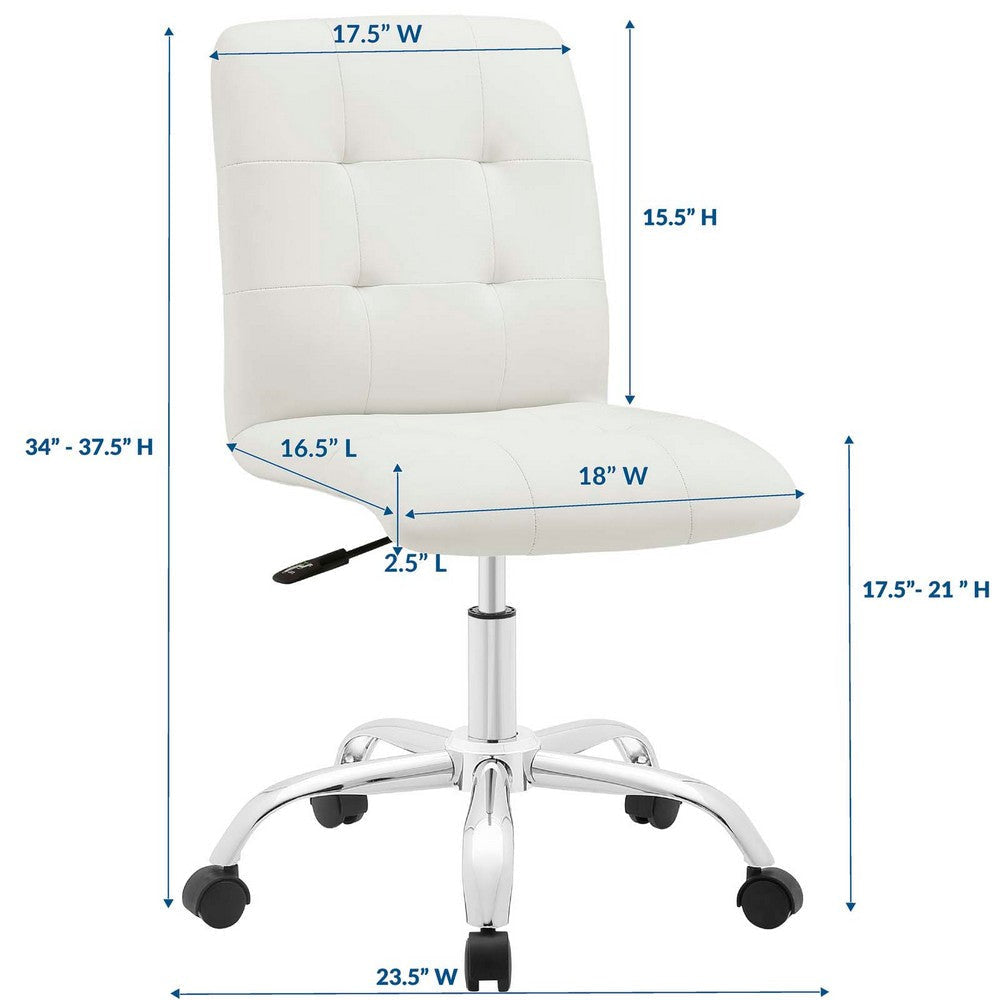 White Prim Armless Mid Back Office Chair - No Shipping Charges MDY-EEI-1533-WHI