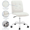 White Prim Armless Mid Back Office Chair - No Shipping Charges MDY-EEI-1533-WHI