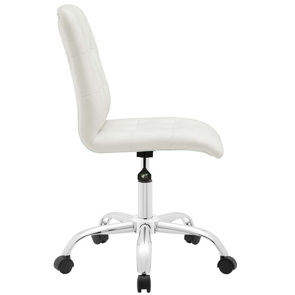 White Prim Armless Mid Back Office Chair - No Shipping Charges MDY-EEI-1533-WHI