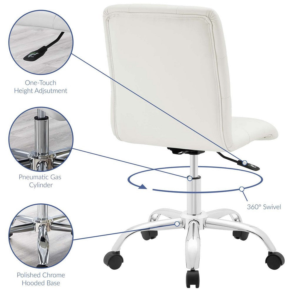 White Prim Armless Mid Back Office Chair - No Shipping Charges MDY-EEI-1533-WHI