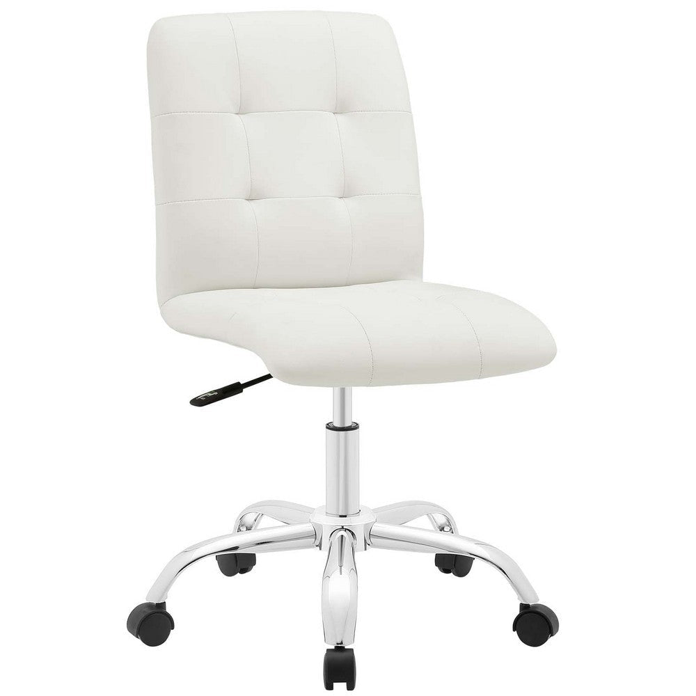 Modway Prim Ribbed Armless Mid Back Swivel Conference Office Chair In White