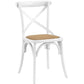 Modway Gear Rustic Modern Farmhouse Elm Wood Rattan Dining Chair in White