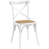 Modway Gear Rustic Modern Farmhouse Elm Wood Rattan Dining Chair in White