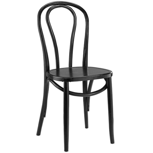 Modway Eon Natural Elm Wood Kitchen and Dining Room Chair in Black - Fully Assembled