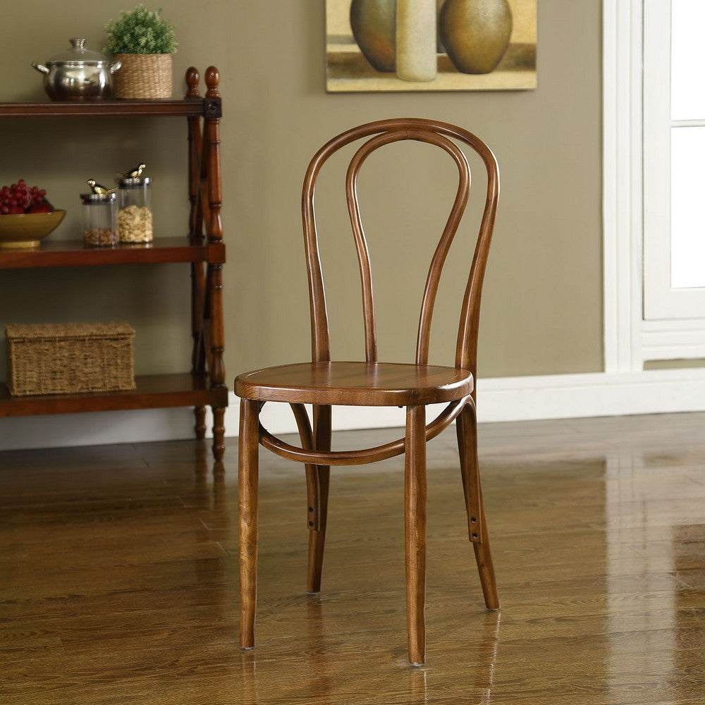 Modway Eon Natural Elm Wood Kitchen and Dining Room Chair in Walnut - Fully Assembled, Slat Back, 16"D x 20.5"W x 35"H