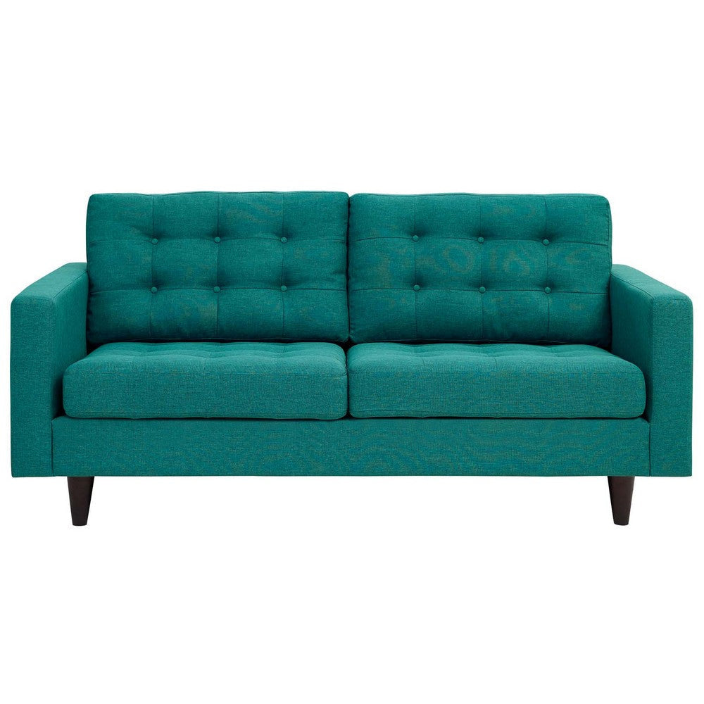 Modway Empress Mid-Century Modern Upholstered Fabric, Loveseat, Teal