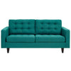 Modway Empress Mid-Century Modern Upholstered Fabric, Loveseat, Teal