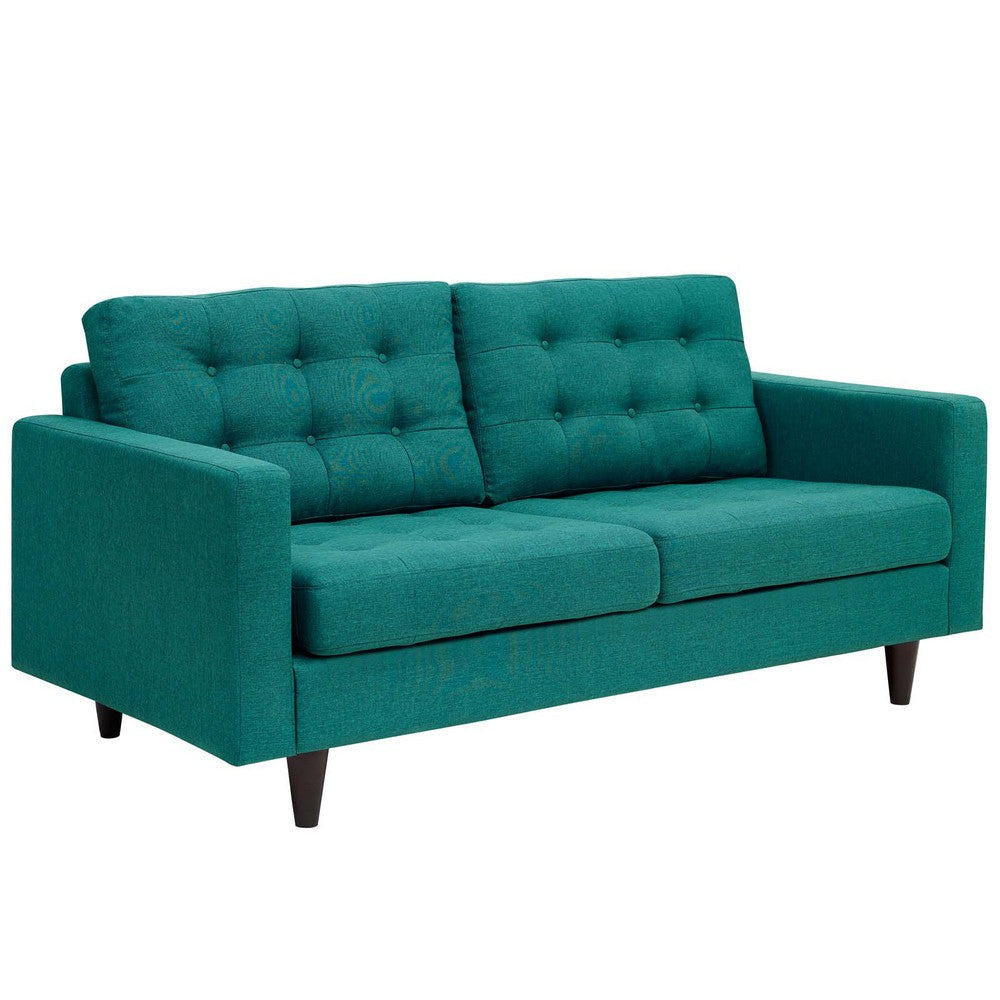 Modway Empress Mid-Century Modern Upholstered Fabric Loveseat Teal MDY-EEI-1547-TEA