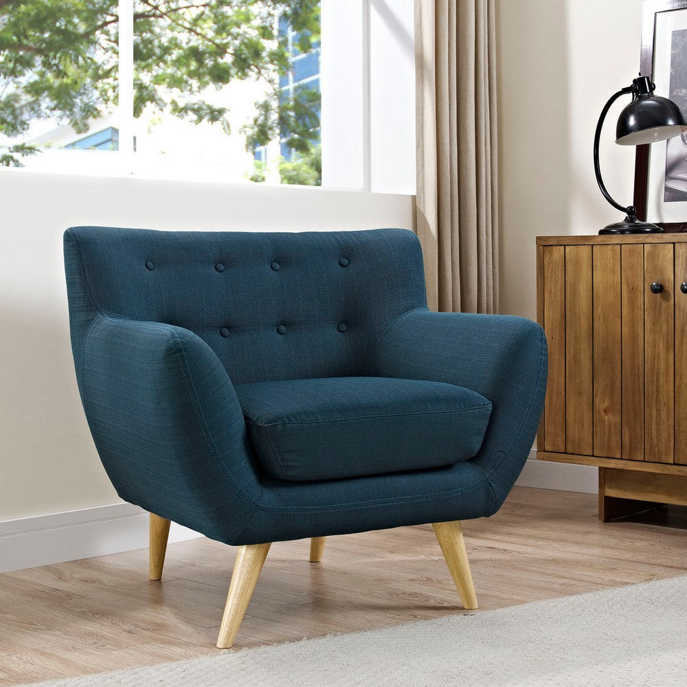 Modway Remark Mid-Century Modern Accent Arm Lounge Chair with Upholstered Fabric in Azure