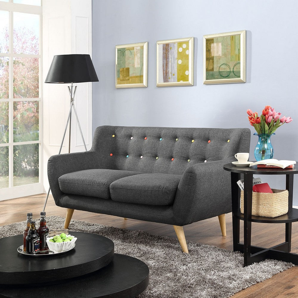 Modway Remark Mid-Century Modern Loveseat With Upholstered Fabric In Gray MDY-EEI-1632-GRY