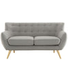 Modway Remark Mid-Century Modern Loveseat With Upholstered Fabric In Light Gray