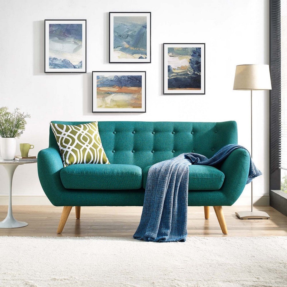 Modway Remark Mid-Century Modern Loveseat With Upholstered Fabric In Teal MDY-EEI-1632-TEA