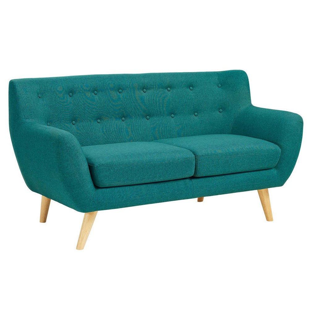 Modway Remark Mid-Century Modern Loveseat With Upholstered Fabric In Teal