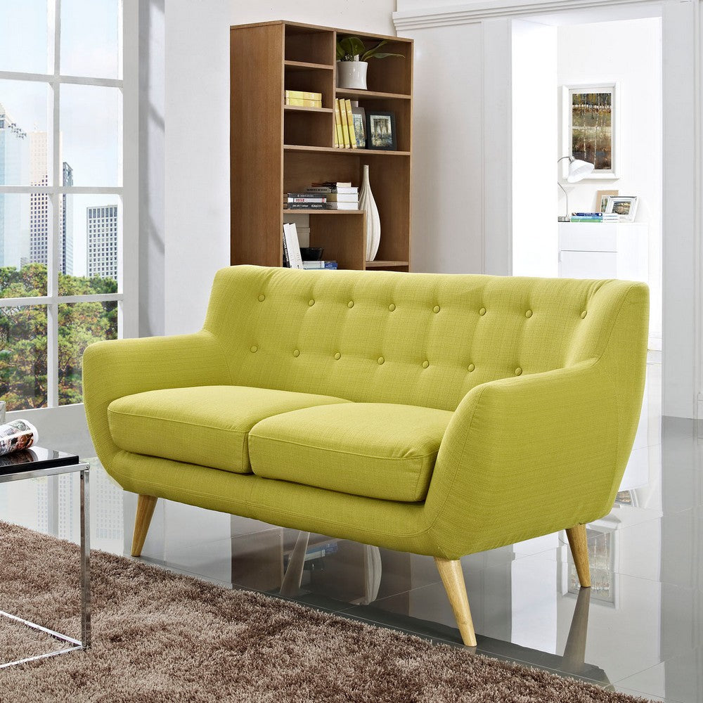 Modway Remark Mid-Century Modern Loveseat With Upholstered Fabric In Wheatgrass MDY-EEI-1632-WHE