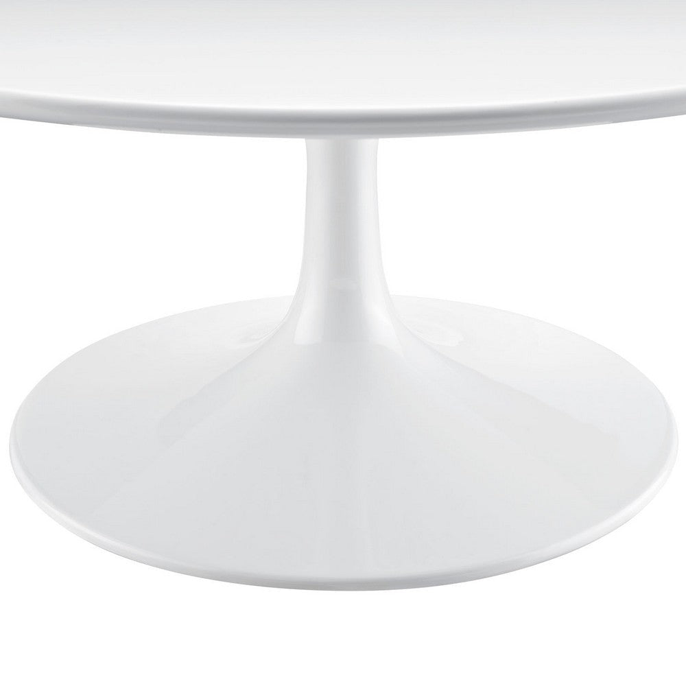 Modway Lippa Mid-Century Modern 36’’ Round Fiberglass Coffee Table in White MDY-EEI-1646-WHI