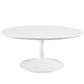 Modway Lippa Mid-Century Modern 36" Round Fiberglass Coffee Table in White