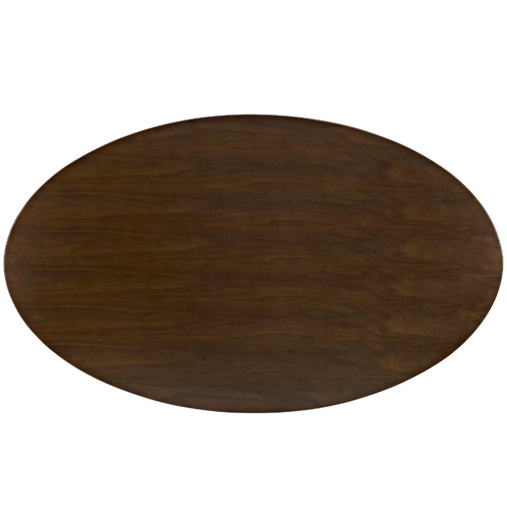 Modway Lippa 78’’ Modern Kitchen and Dining Table with Oval Walnut Top and Pedestal Base in Walnut MDY-EEI-1661-WAL