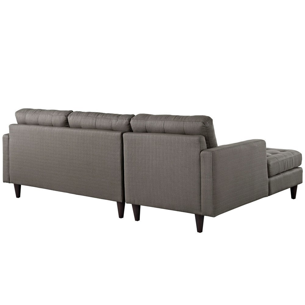 Modway Empress Mid-Century Modern Upholstered Fabric Left-Arm Facing Sectional Sofa in Granite MDY-EEI-1666-GRA