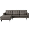 Modway Empress Mid-Century Modern Upholstered Fabric Left-Arm Facing Sectional Sofa in Granite MDY-EEI-1666-GRA