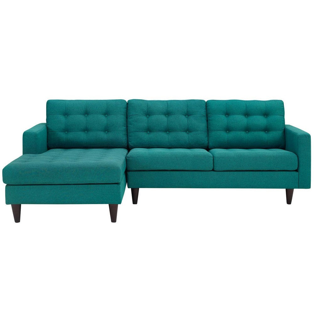 Modway Empress Mid-Century Modern Upholstered Fabric Left-Arm Facing Sectional Sofa in Teal MDY-EEI-1666-TEA