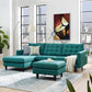 Modway Empress Mid-Century Modern Upholstered Fabric Left-Arm Facing Sectional Sofa in Teal MDY-EEI-1666-TEA