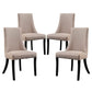 Modway Reverie Modern Upholstered Fabric Parsons Four Kitchen and Dining Room Chairs in Beige