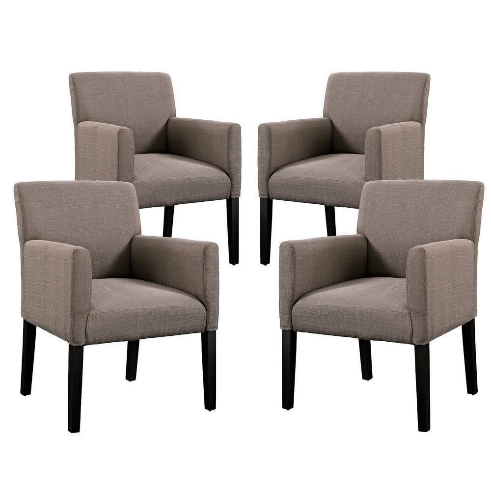 Modway Chloe Upholstered Fabric Modern Farmhouse Dining Arm Accent Chair in Gray - Set of 4