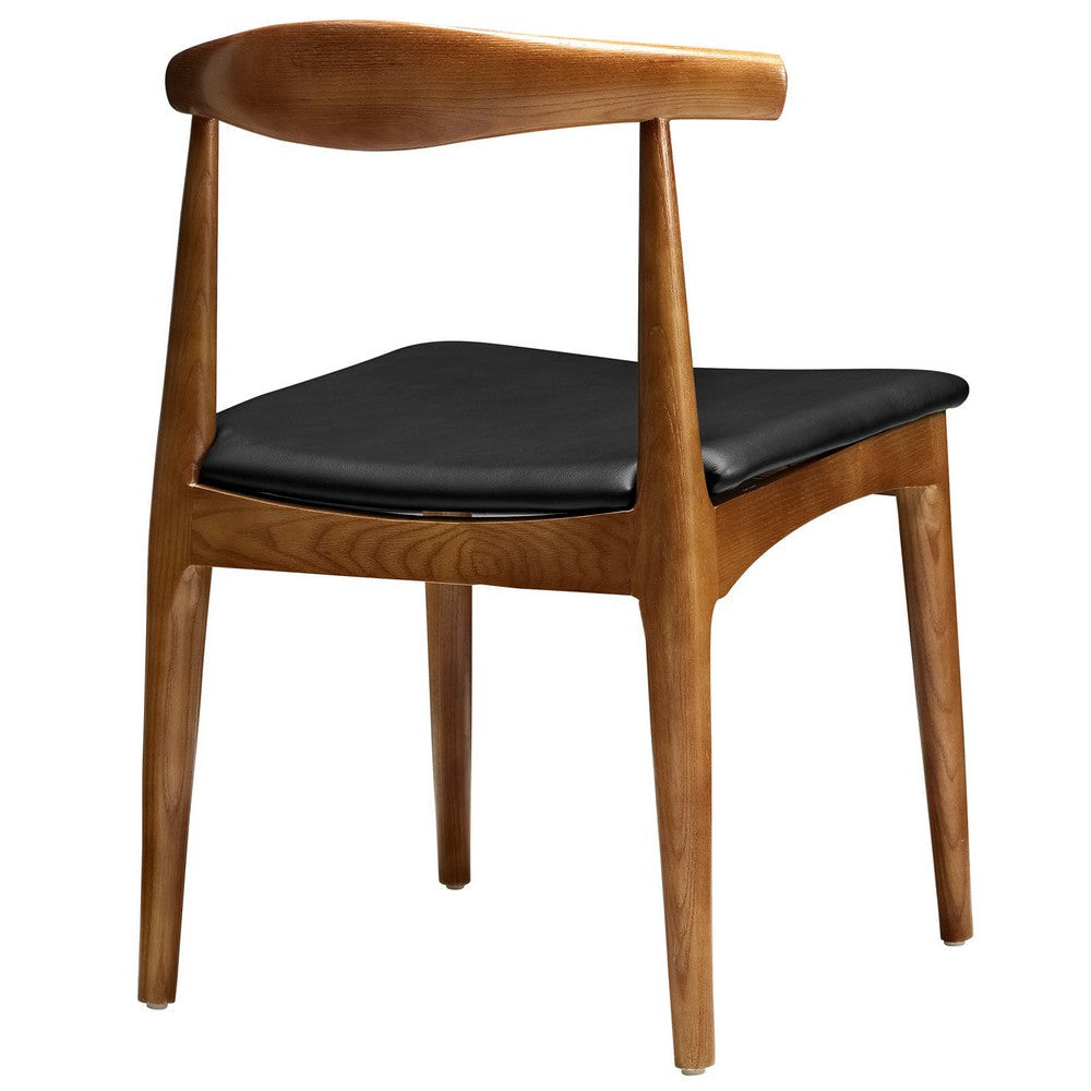 Modway Tracy Mid-Century Modern Wood and Faux Leather Upholstered Four Dining Chairs in Black MDY-EEI-1682-BLK