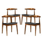 Modway Tracy Mid-Century Modern Wood and Faux Leather Upholstered Four Dining Chairs in Black