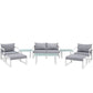 Modway Fortuna Aluminum 9-Piece Outdoor Patio Furniture Set with Cushions in White Gray