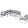 Modway Fortuna 7 Piece Outdoor Patio Sectional Sofa Set in White Gray MDY-EEI-1733-WHI-GRY-SET