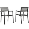 Modway Maine Aluminum Outdoor Patio Two Arm Chairs in Brown Gray