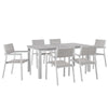 lm Modway Maine 7 Piece Outdoor Patio Dining Set, White Light Gray