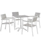 modway Maine 5-Piece Aluminum Dining Table And Chair Outdoor Patio Set in White Light Gray