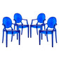 Modway Casper Modern Acrylic Stacking, Four Dining Armchairs, Blue