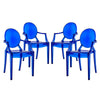 Modway Casper Modern Acrylic Stacking, Four Dining Armchairs, Blue