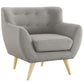 Modway Remark Mid-Century Modern Upholstered Fabric Living Room Set Armchair and Sofa Light Gray MDY-EEI-1784-LGR-SET