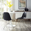 Modway Paris Mid-Century Modern Molded Plastic Steel Metal Base in Black One Dining Chair MDY-EEI-179-BLK