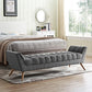 Modway Response Upholstered Fabric Bench in Gray