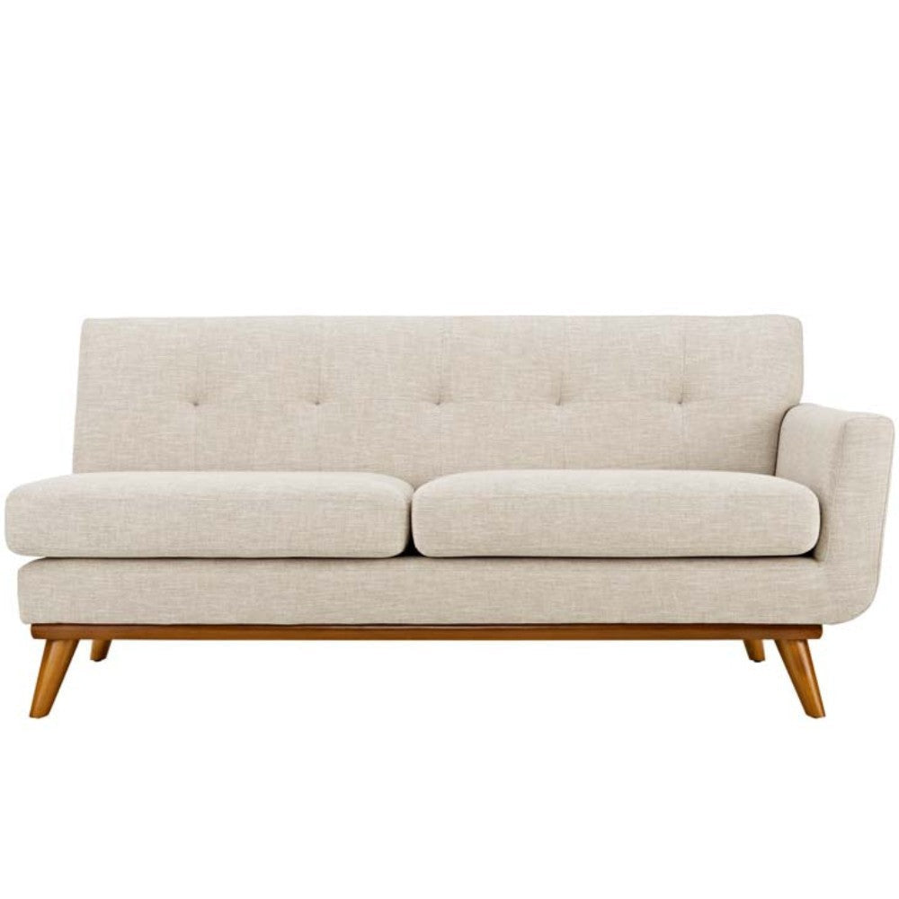 Modway Engage Left Arm Loveseat in Mid-Century Modern Upholstered Fabric Beige MDY-EEI-1795-BEI